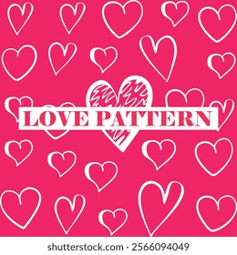 Cute hand drawn hearts seamless pattern, great for Valentine's Day, Weddings, Mother's Day.