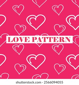 Cute hand drawn hearts seamless pattern, great for Valentine's Day, Weddings, Mother's Day.