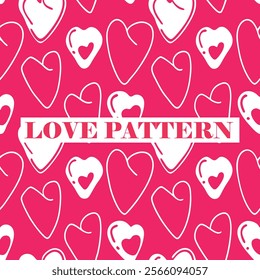 Cute hand drawn hearts seamless pattern, great for Valentine's Day, Weddings, Mother's Day.