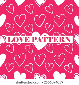 Cute hand drawn hearts seamless pattern, great for Valentine's Day, Weddings, Mother's Day.