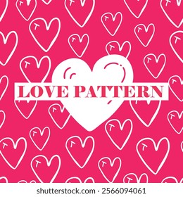 Cute hand drawn hearts seamless pattern, great for Valentine's Day, Weddings, Mother's Day.