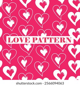 Cute hand drawn hearts seamless pattern, great for Valentine's Day, Weddings, Mother's Day.