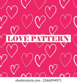 Cute hand drawn hearts seamless pattern, great for Valentine's Day, Weddings, Mother's Day.