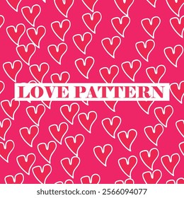 Cute hand drawn hearts seamless pattern, great for Valentine's Day, Weddings, Mother's Day.