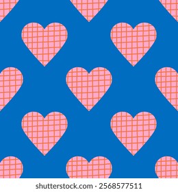 Cute hand drawn hearts seamless pattern, lovely romantic background, great for Valentine's Day, Mother's Day, textiles, wallpapers, banners - vector design