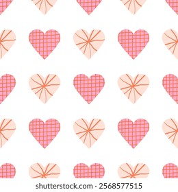 Cute hand drawn hearts seamless pattern, lovely romantic background, great for Valentine's Day, Mother's Day, textiles, wallpapers, banners - vector design