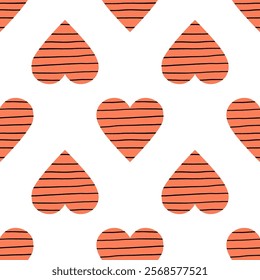 Cute hand drawn hearts seamless pattern, lovely romantic background, great for Valentine's Day, Mother's Day, textiles, wallpapers, banners - vector design