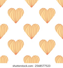 Cute hand drawn hearts seamless pattern, lovely romantic background, great for Valentine's Day, Mother's Day, textiles, wallpapers, banners - vector design