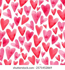 Cute hand drawn hearts seamless pattern, lovely romantic background, great for Valentine's Day, Mother's Day, textiles, wallpapers, banners  - vector design