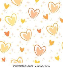 Cute hand drawn hearts seamless pattern, lovely romantic background, great for Birthday , Mother's Day, textiles, wallpapers, banners  vector design textile, fabric, paper, wrapping, packaging