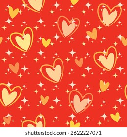 Cute hand drawn hearts seamless pattern, lovely romantic background, great for Birthday , Mother's Day, textiles, wallpapers, banners  vector design textile, fabric, paper, wrapping, packaging, red