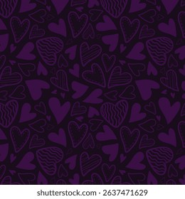 Cute hand drawn hearts seamless pattern, lovely romantic background, great for Birthday , Mother's Day, textiles, wallpapers, banners - vector design