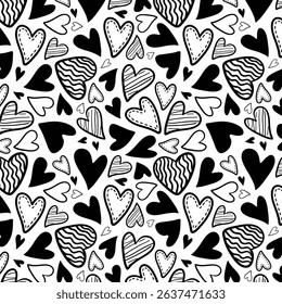Cute hand drawn hearts seamless pattern, lovely romantic background, great for Birthday , Mother's Day, textiles, wallpapers, banners - vector design