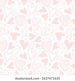 Cute hand drawn hearts seamless pattern, lovely romantic background, great for Birthday , Mother's Day, textiles, wallpapers, banners - vector design