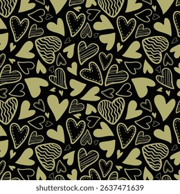 Cute hand drawn hearts seamless pattern, lovely romantic background, great for Birthday , Mother's Day, textiles, wallpapers, banners - vector design