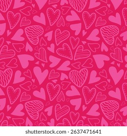 Cute hand drawn hearts seamless pattern, lovely romantic background, great for Birthday , Mother's Day, textiles, wallpapers, banners - vector design