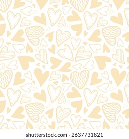 Cute hand drawn hearts seamless pattern, lovely romantic background, great for Birthday , Mother's Day, textiles, wallpapers, banners - vector design