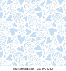 Cute hand drawn hearts seamless pattern, lovely romantic background, great for Birthday , Mother's Day, textiles, wallpapers, banners - vector design