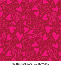 Cute hand drawn hearts seamless pattern, lovely romantic background, great for Birthday , Mother's Day, textiles, wallpapers, banners - vector design