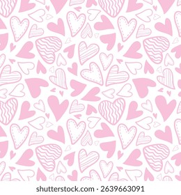 Cute hand drawn hearts seamless pattern, lovely romantic background, great for Birthday , Mother's Day, textiles, wallpapers, banners - vector design