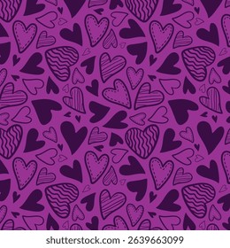 Cute hand drawn hearts seamless pattern, lovely romantic background, great for Birthday , Mother's Day, textiles, wallpapers, banners - vector design