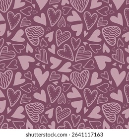 Cute hand drawn hearts seamless pattern, lovely romantic background, great for Birthday , Mother's Day, textiles, wallpapers, banners - vector design