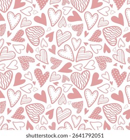 Cute hand drawn hearts seamless pattern, lovely romantic background, great for Birthday , Mother's Day, textiles, wallpapers, banners - vector design