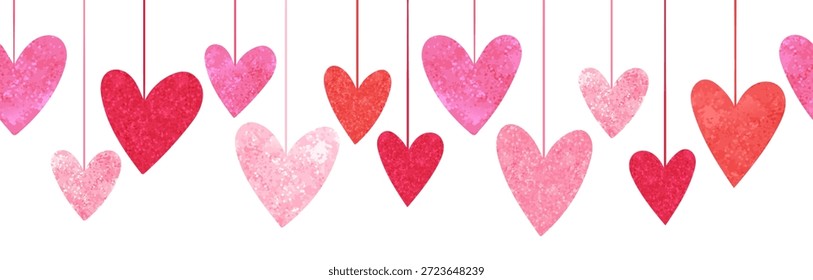 Cute hand drawn hearts seamless pattern, lovely romantic background, great for Valentine's Day, Mother's Day, textiles, wallpapers, banners  - vector design