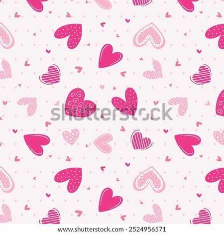 Cute hand drawn hearts seamless pattern, lovely romantic background, great for Mother's Day, textiles, wallpapers, banners - vector design