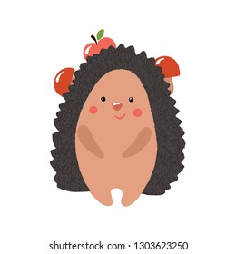 Cute hand drawn hedgehog isolated on white background. Forest animal. Vector illustration.