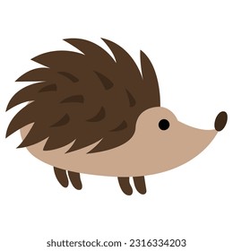 Cute hand drawn hedgehog. White background, isolate.	
