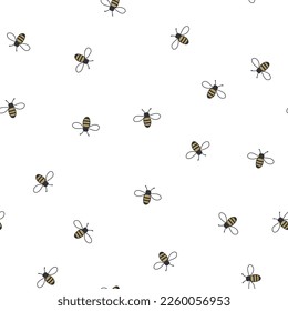 Cute hand drawn honey bee seamless pattern