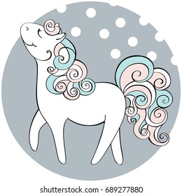 Cute Hand drawn Horse. Vector doodle illustration.