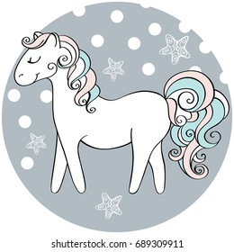 Cute Hand drawn Horse. Vector doodle illustration.