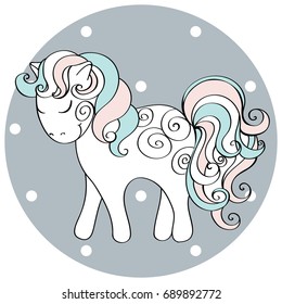 Cute Hand drawn Horse. Vector doodle illustration.