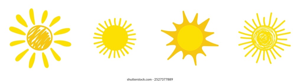Cute hand drawn icon collection. Summer design. Vector illustration 