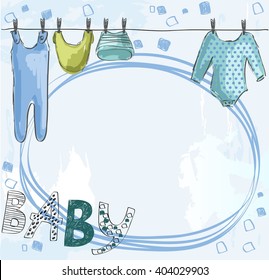 Cute hand drawn  illustration of baby clothes