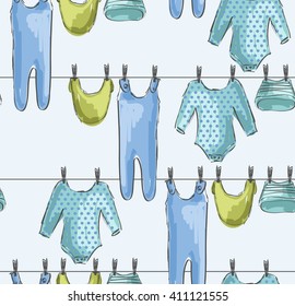 Cute hand drawn  illustration of baby clothes