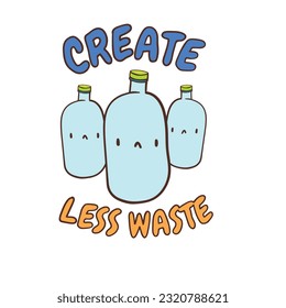 Cute hand drawn illustration with bottles. Creative concept for poster, card, banner, print.
