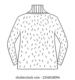 Cute hand drawn illustration of a cozy hand knitted sweater. Autumn, fall, winter, snow, cold wear. 