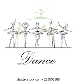 Cute hand drawn illustration with fragile dancers in dance. Vector for use in design