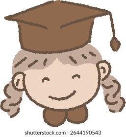 Cute hand drawn illustration of a graduate wearing a graduation cap