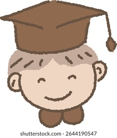 Cute hand drawn illustration of a graduate wearing a graduation cap