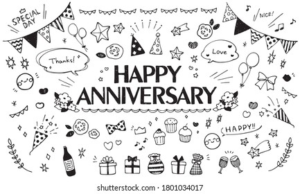 
Cute hand drawn illustration set that can be used for anniversary