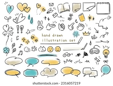 cute hand drawn illustration set