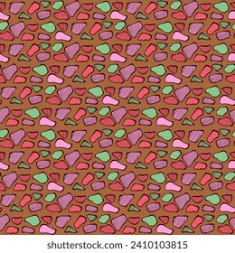 Cute Hand Drawn Jelly Filling Cake Sweets. Vector Desserts Seamless Pattern for Valentine's Day Wallpapers or Wrapping Papers