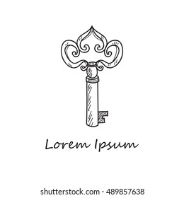 Cute hand drawn key. Vector