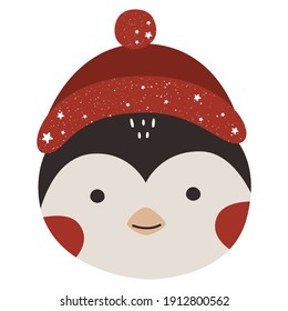 Cute hand drawn kids poster with penguin. Vector illustration in the Scandinavian style.