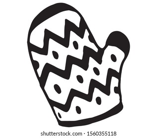 Cute hand drawn knitted mittens. vector illustration ilsolated on white background. Winter, christmas motifs.