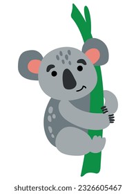 Cute hand drawn koala. Animal safari. White background, isolate. 